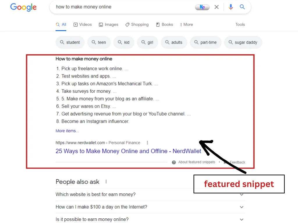 feature snippet